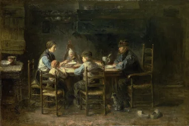 Boerenfamilie aan tafel